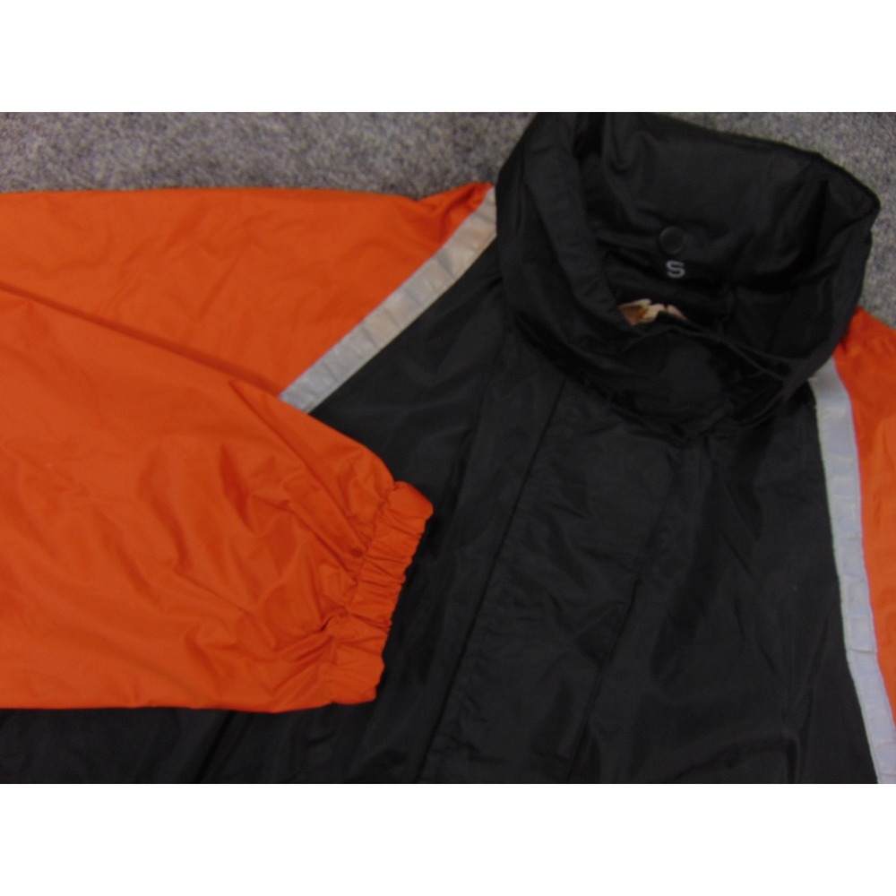 Harley Davidson Jacket Mens Small Orange  Black Reflective Windbreaker Rain Coat